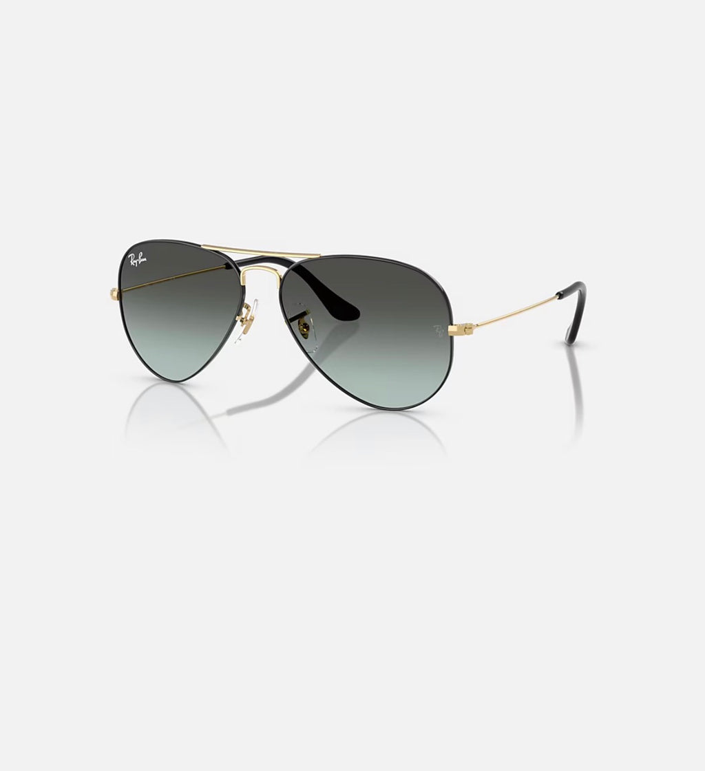 AVIATOR LARGE METAL BLACK ON ARISTA w/ BLU VINTAGE GRADIENT BLACK METAL MAN SUNGLASS 0RB3025 9271GK