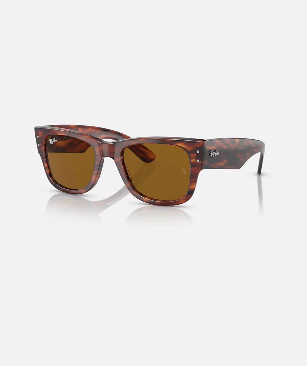 MEGA WAYFARER STRIPED HAVANA w/ BROWN PROPIONATE UNISEX SUNGLASS 0RB0840S 954/33 S51