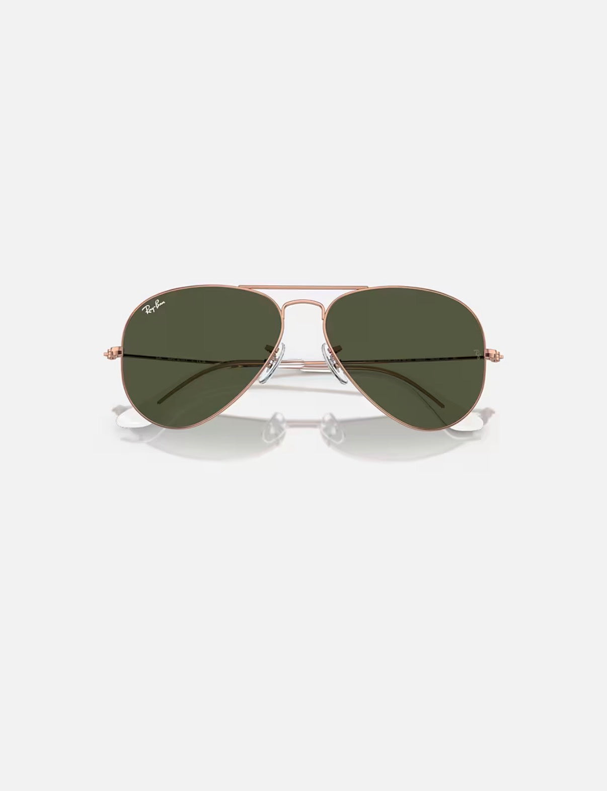 AVIATOR LARGE METAL ROSE GOLD w/ GREEN METAL MAN SUNGLASS 0RB3025 920231
