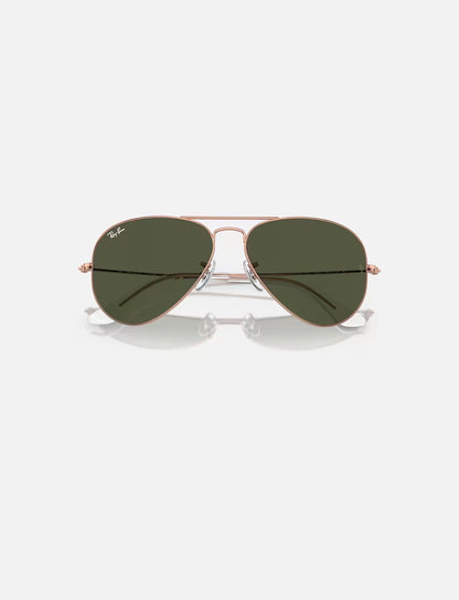 Aviator Large Metal Rose Gold w/ Green Metal