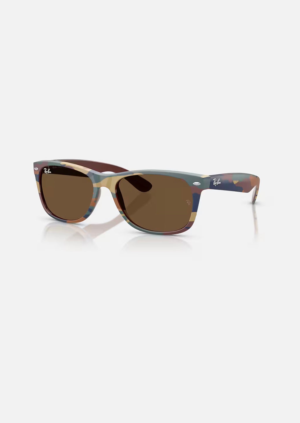NEW WAYFARER BROWN WITH BLUE CAMU w/ DARK BROWN NYLON MAN SUNGLASS 0RB2132 682533