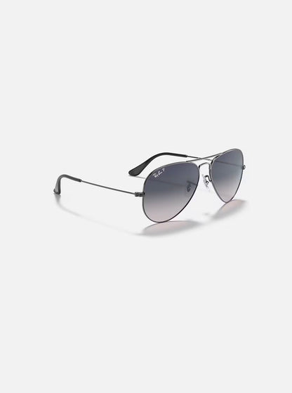 Aviator Large Metal Gunmetal w/ Blue Gradient Grey Polar