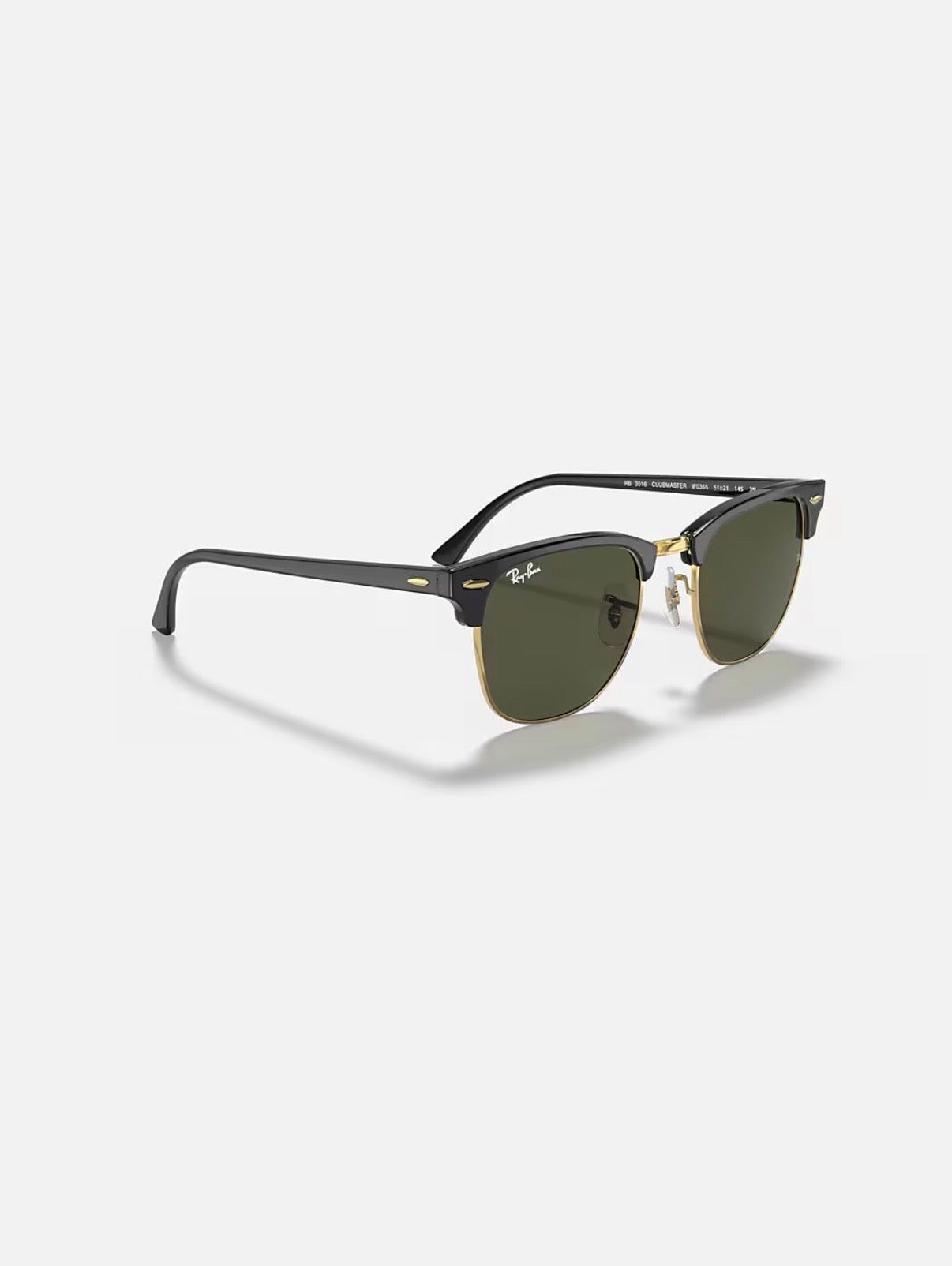 CLUBMASTER BLACK ON ARISTA w/ G-15 GREEN ACETATE MAN SUNGLASS 0RB3016 W0365