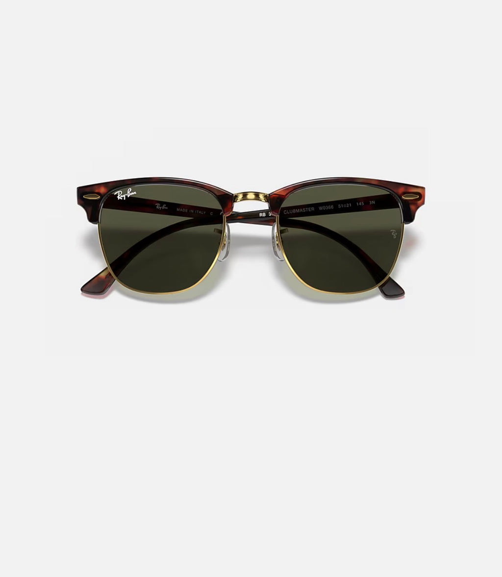 CLUBMASTER MOCK TORTOISE ON ARISTA w/ G-15 GREEN ACETATE MAN SUNGLASS 0RB3016 W0366