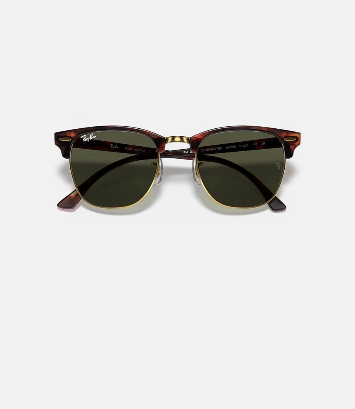 CLUBMASTER MOCK TORTOISE ON ARISTA w/ G-15 GREEN ACETATE MAN SUNGLASS 0RB3016 W0366