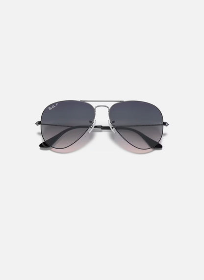 Aviator Large Metal Gunmetal w/ Blue Gradient Grey Polar