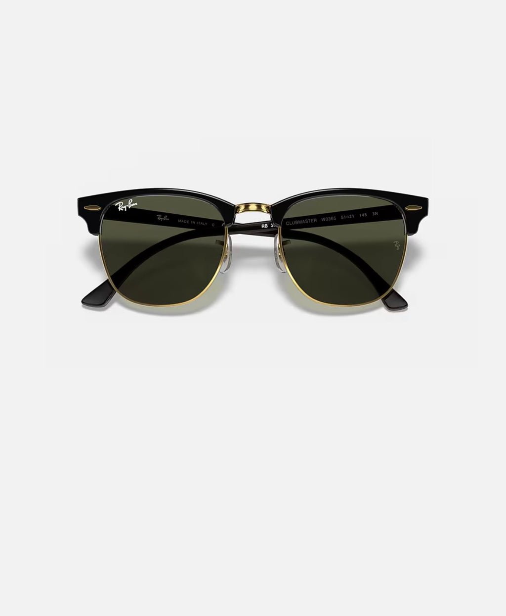 CLUBMASTER BLACK ON ARISTA w/ G-15 GREEN ACETATE MAN SUNGLASS 0RB3016 W0365