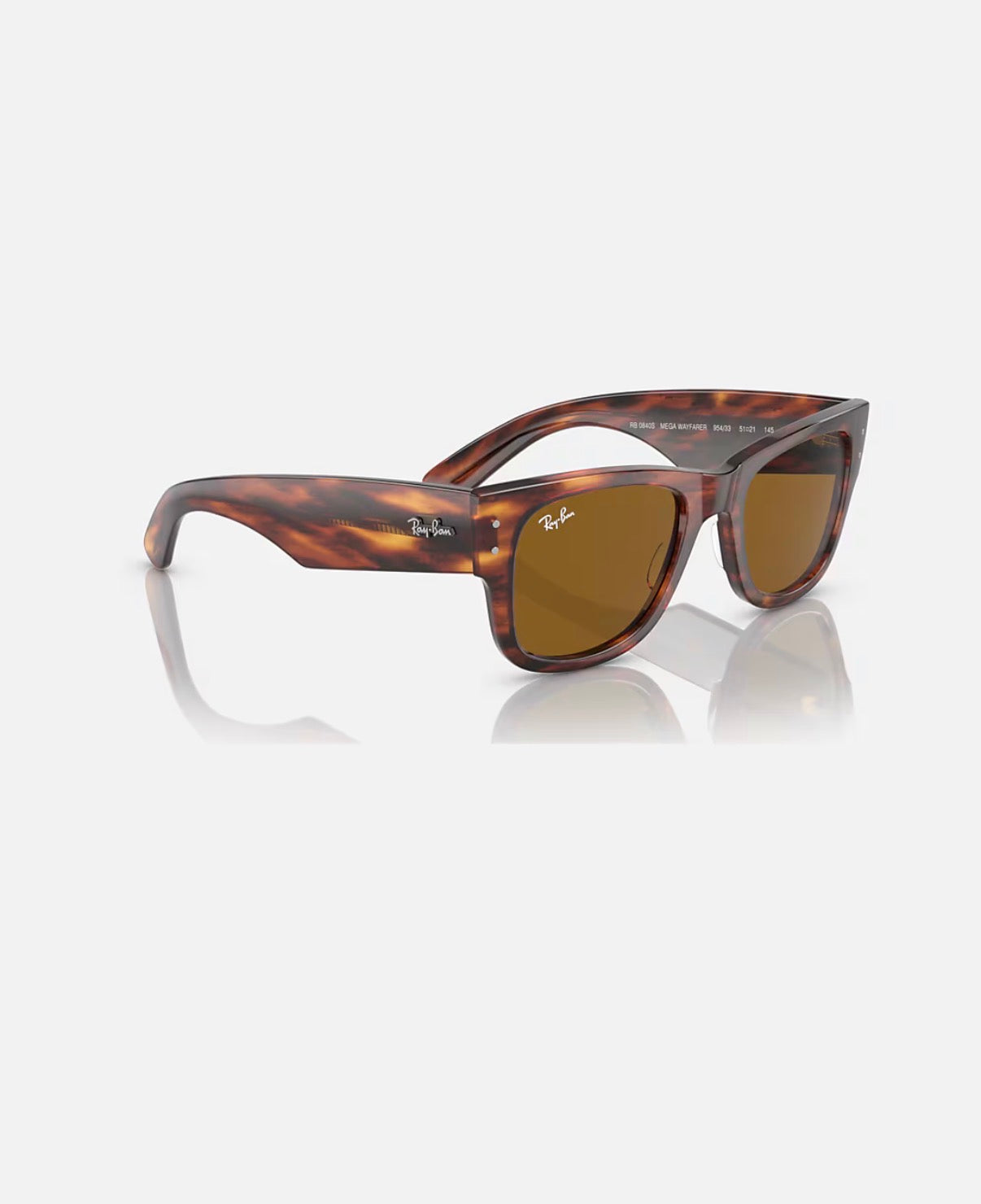 MEGA WAYFARER STRIPED HAVANA w/ BROWN PROPIONATE UNISEX SUNGLASS 0RB0840S 954/33 S51