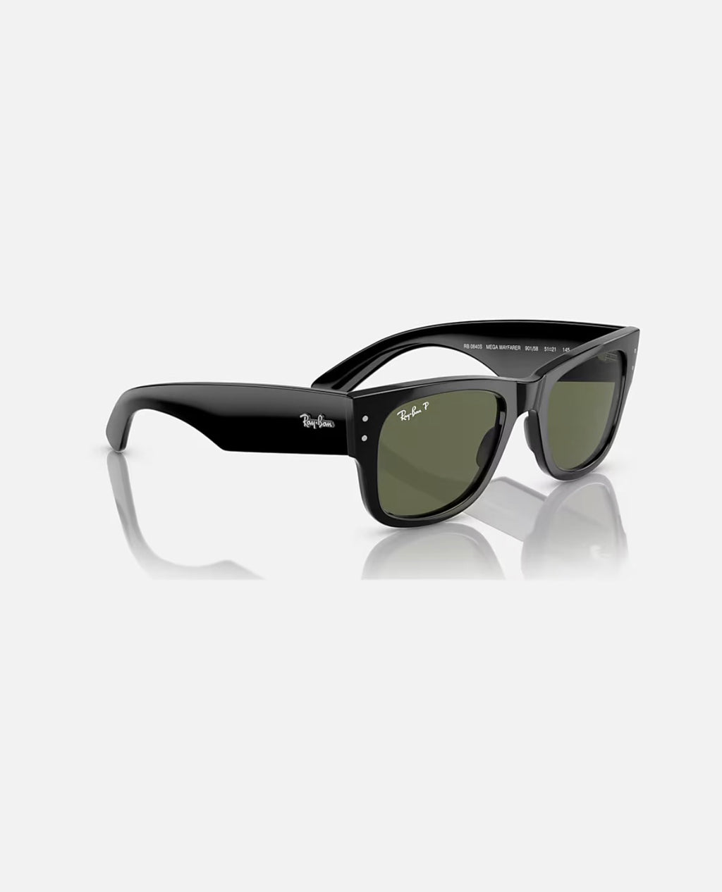 MEGA WAYFARER BLACK w/ GREEN POLAR PROPIONATE UNISEX SUNGLASS 0RB0840S 901/58
