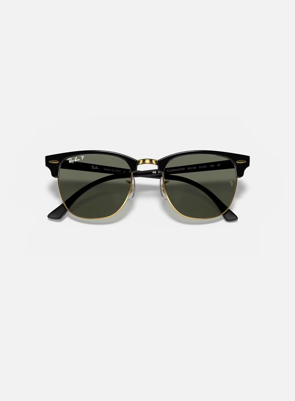 CLUBMASTER BLACK w/ G-15 GREEN ACETATE MAN SUNGLASS 0RB3016 901/58
