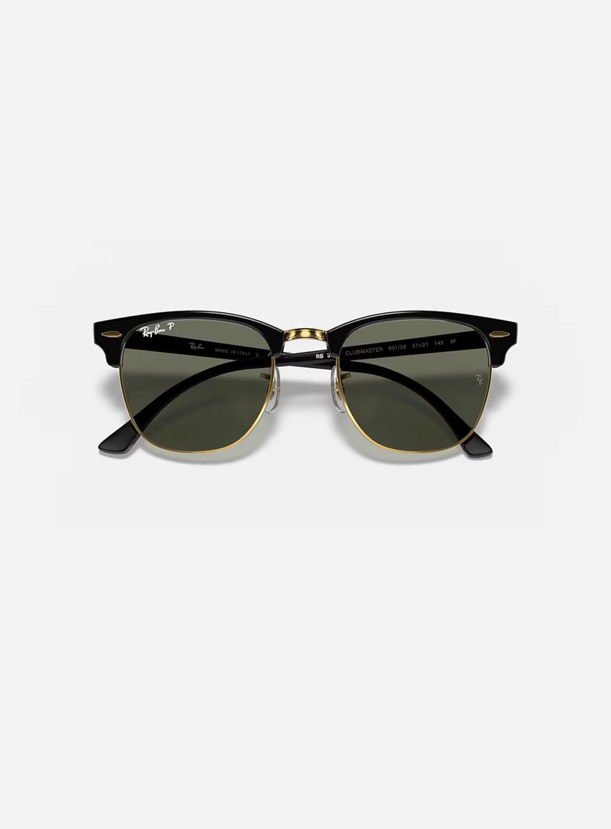 CLUBMASTER BLACK w/ G-15 GREEN ACETATE MAN SUNGLASS 0RB3016 901/58