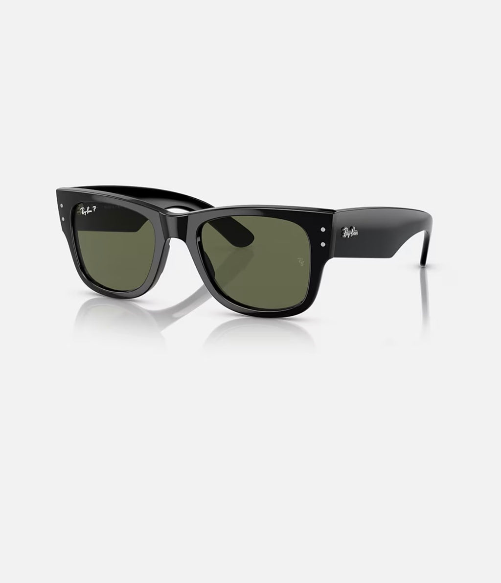 MEGA WAYFARER BLACK w/ GREEN POLAR PROPIONATE UNISEX SUNGLASS 0RB0840S 901/58