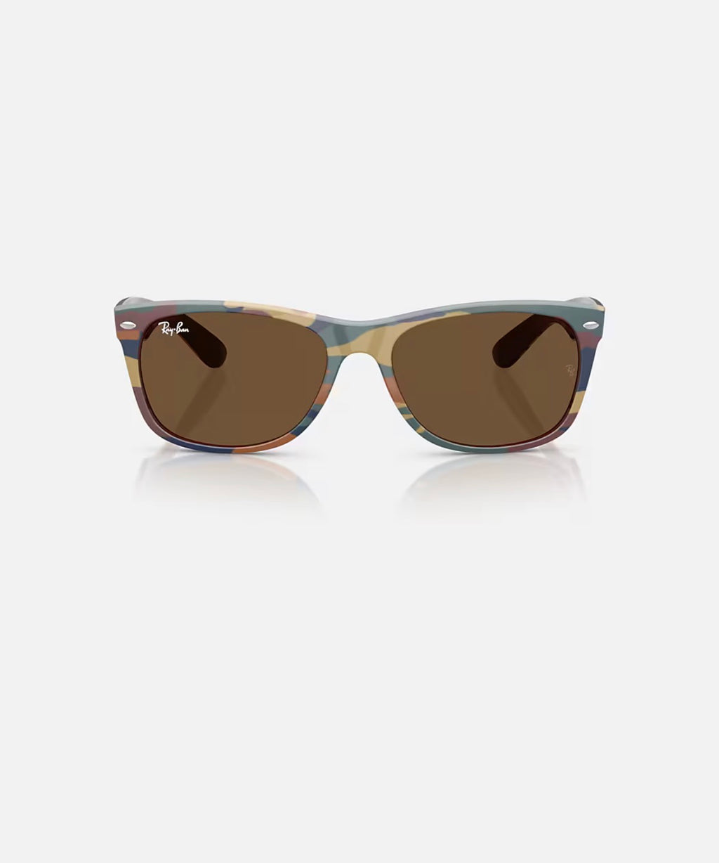 NEW WAYFARER BROWN WITH BLUE CAMU w/ DARK BROWN NYLON MAN SUNGLASS 0RB2132 682533