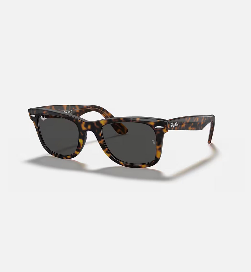 WAYFARER HAVANA ON TRANSPARENT BROWN w/ DARK GREY ACETATE UNISEX SUNGLASS 0RB2140 1292B1