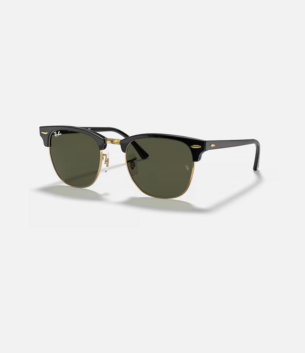 CLUBMASTER BLACK ON ARISTA w/ G-15 GREEN ACETATE MAN SUNGLASS 0RB3016 W0365