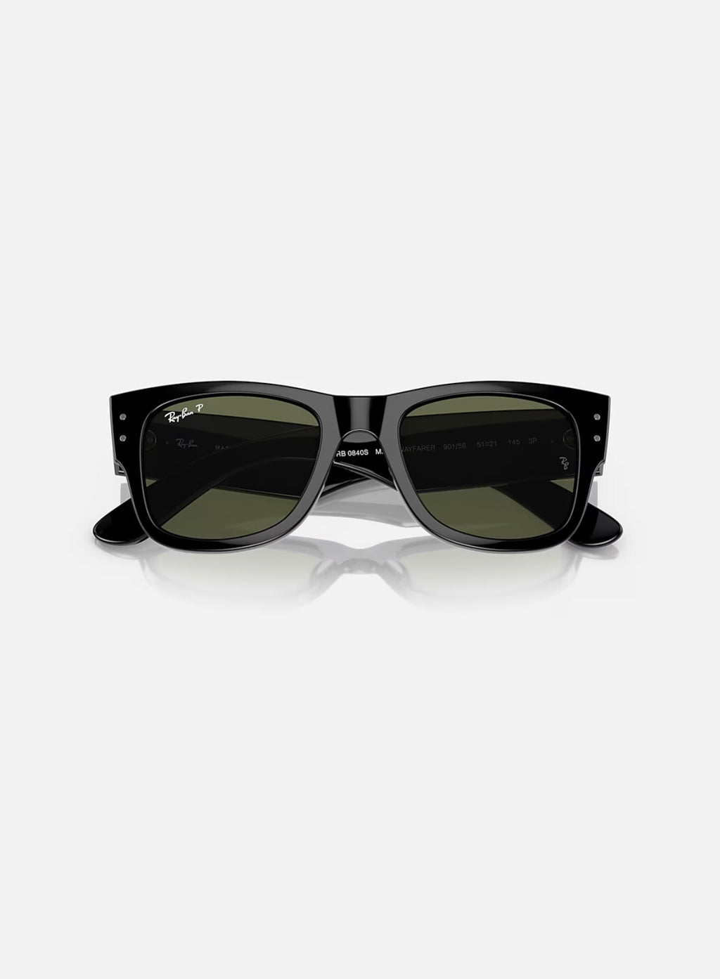 MEGA WAYFARER BLACK w/ GREEN POLAR PROPIONATE UNISEX SUNGLASS 0RB0840S 901/58