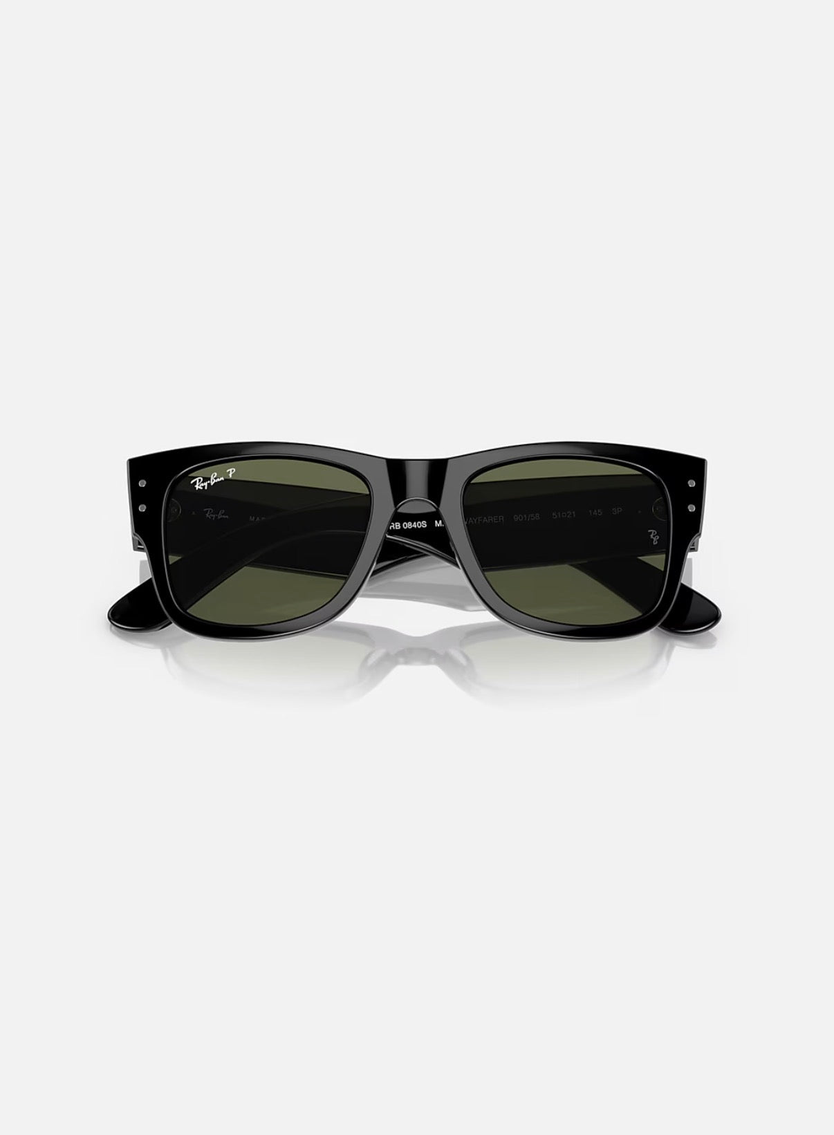 MEGA WAYFARER BLACK w/ GREEN POLAR PROPIONATE UNISEX SUNGLASS 0RB0840S 901/58