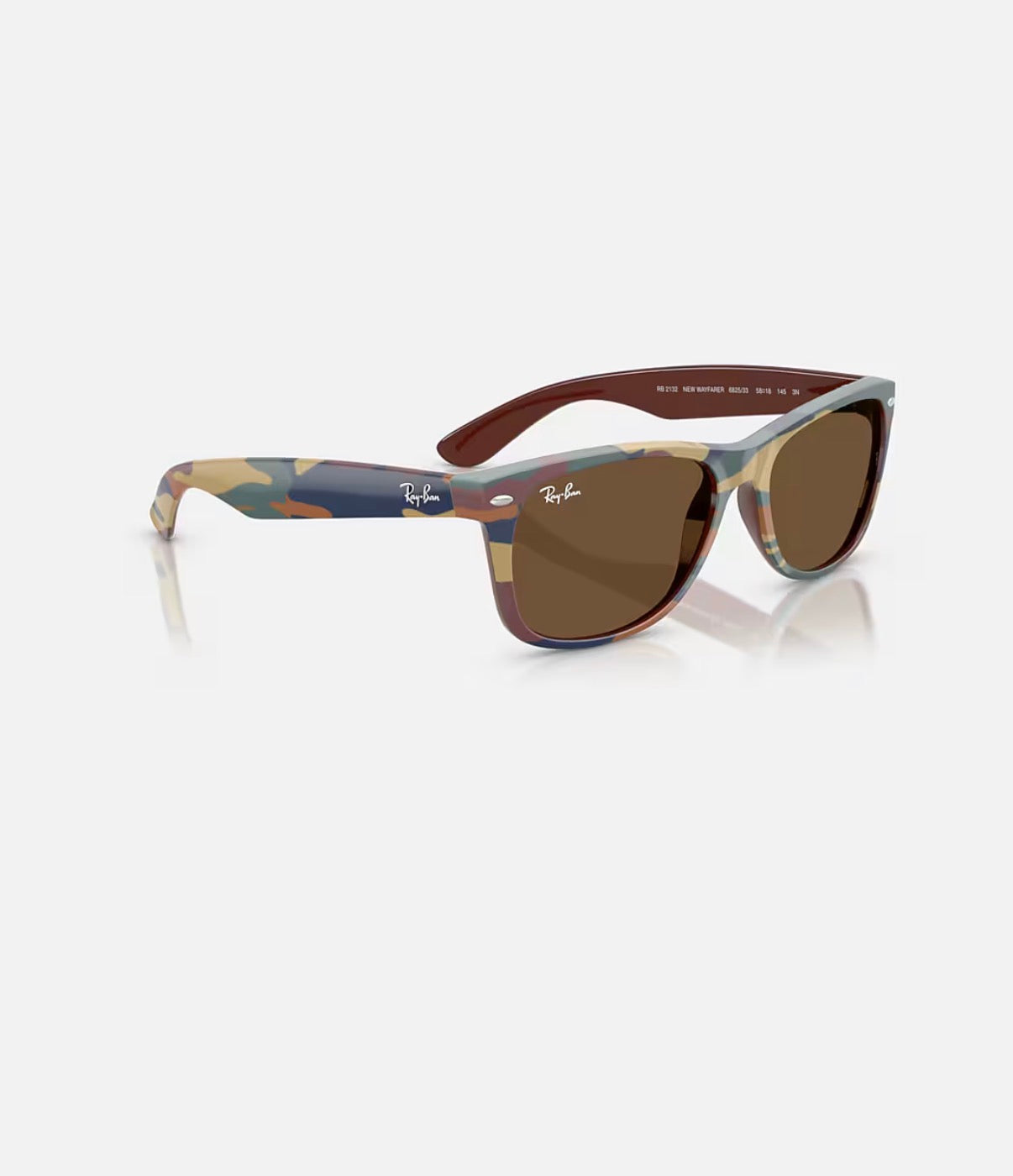 NEW WAYFARER BROWN WITH BLUE CAMU w/ DARK BROWN NYLON MAN SUNGLASS 0RB2132 682533