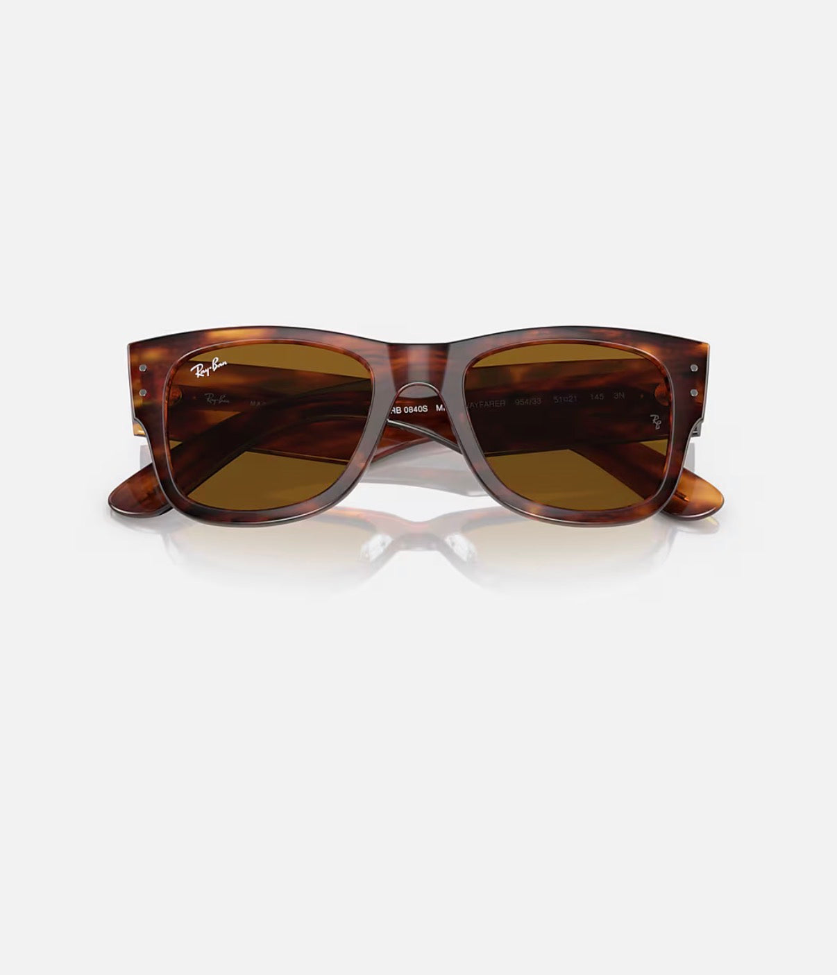 MEGA WAYFARER STRIPED HAVANA w/ BROWN PROPIONATE UNISEX SUNGLASS 0RB0840S 954/33 S51