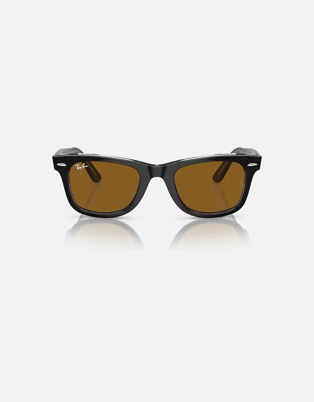WAYFARER BLACK ON TRANSPARENT w/ BROWN ACETATE UNISEX SUNGLASS 0RB2140 129433